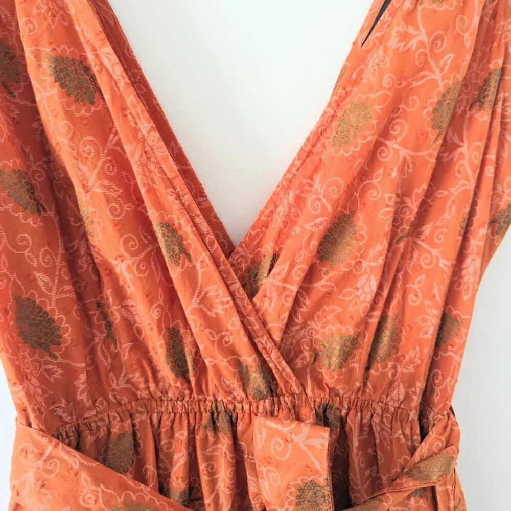 Backwoods 100% Cotton V-Neck Sleevless Tie Waist Cotton Sun Dress - Picture 5 of 15